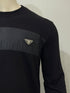 PRADA BLACK TERRY SWEATSHIRT WITH NYLON CHEST PANEL